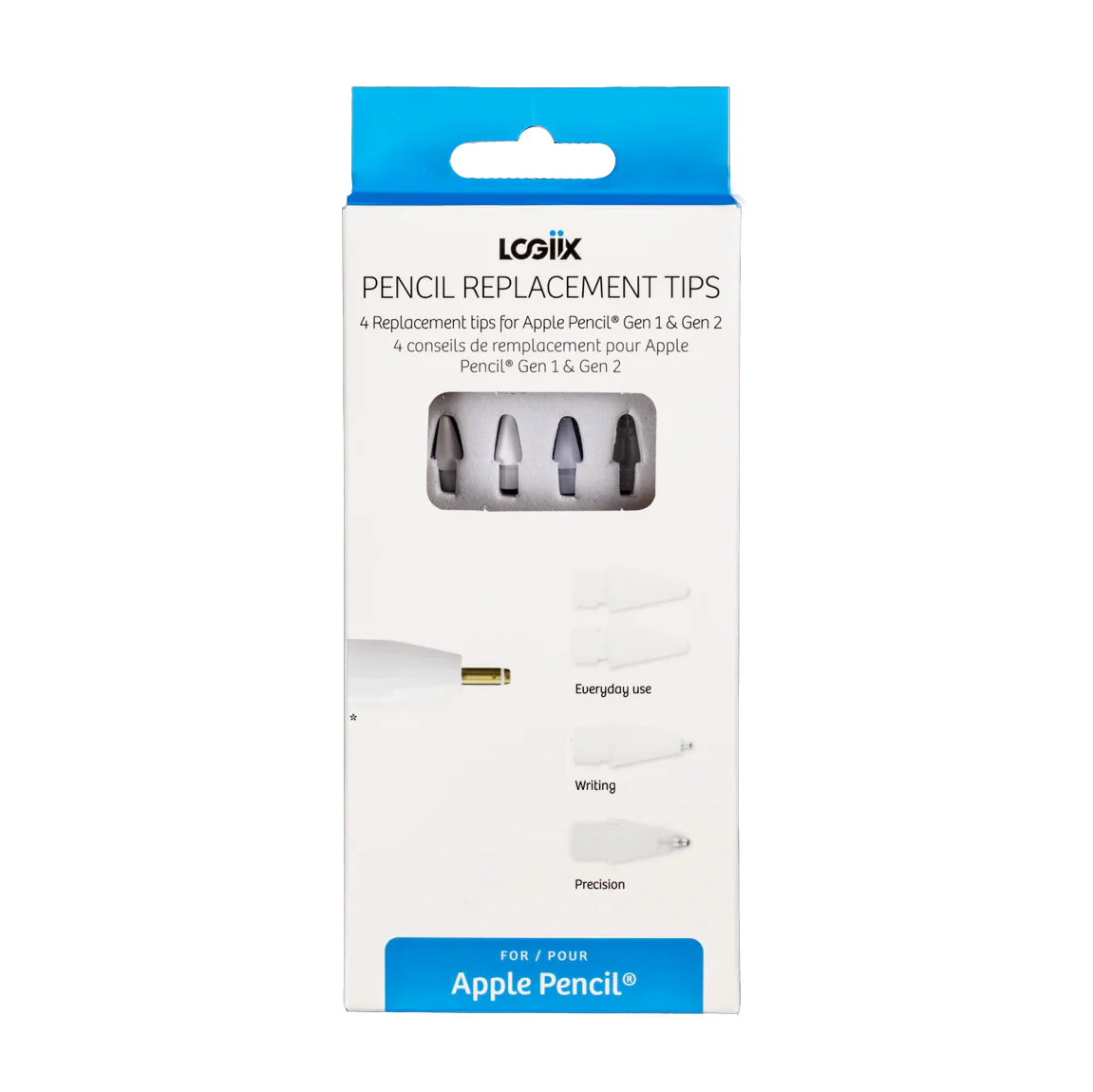 Repuestos para Apple Pencil LOGiiX 4 Pack Blanco/Transparente