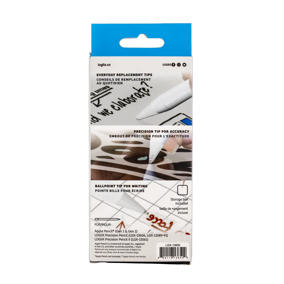 Repuestos para Apple Pencil LOGiiX 4 Pack Blanco/Transparente